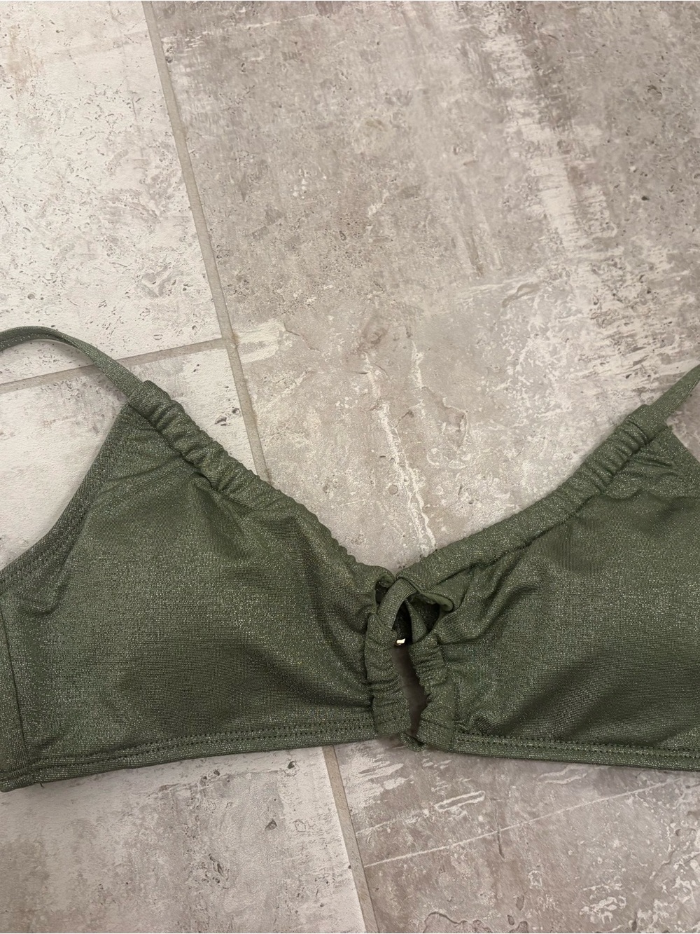 Salt & Cove Olive Green Bikini Top - Shimmer Fabric
